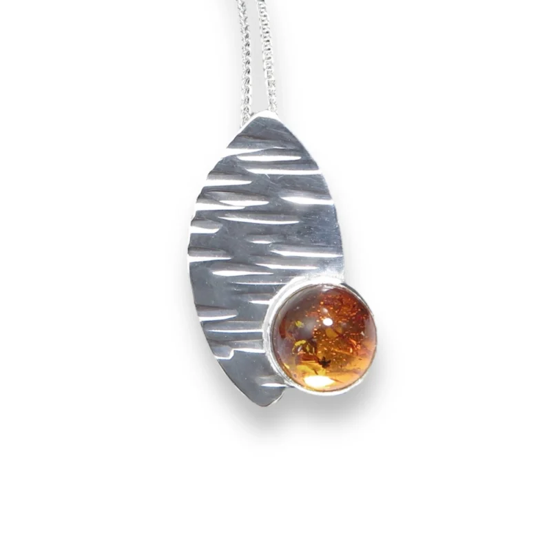 Sterling silver and 8mm Amber pendant