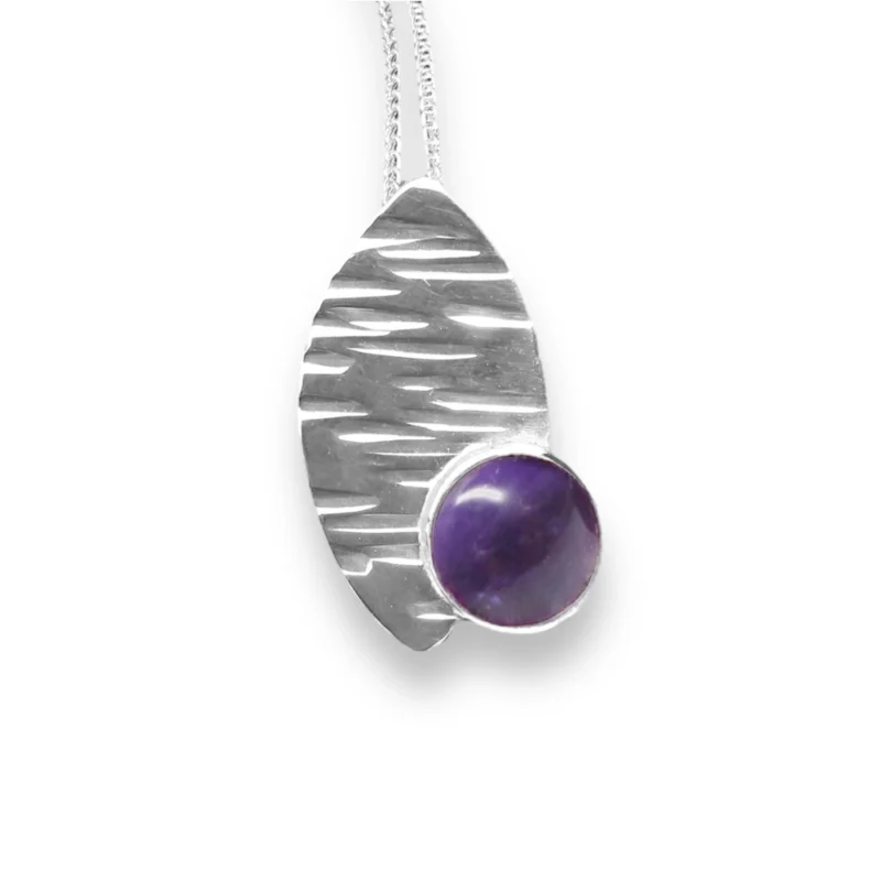 Sterling silver and 8mm Amethyst pendant