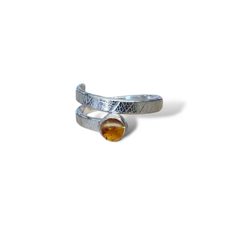 Sterling silver and 5mm Amber ring