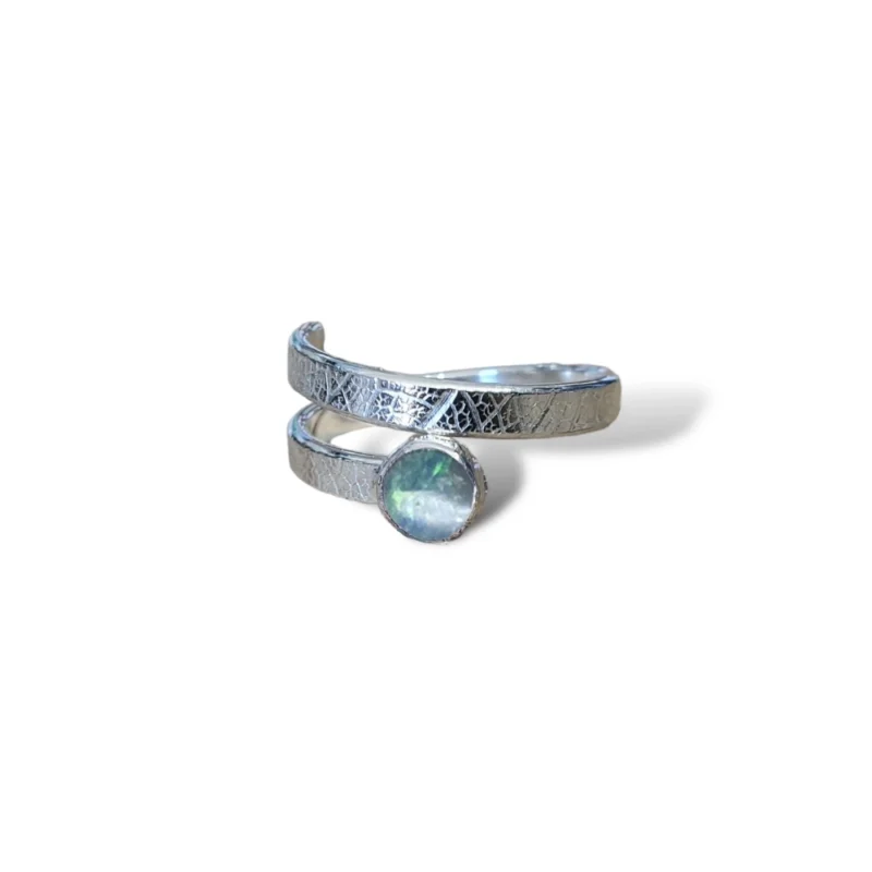 Sterling silver and 5mm Opal Doublet ring