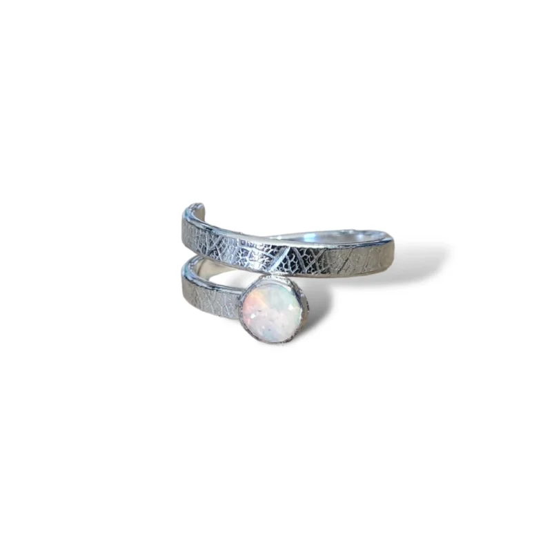 Sterling silver and 5mm Opal ring