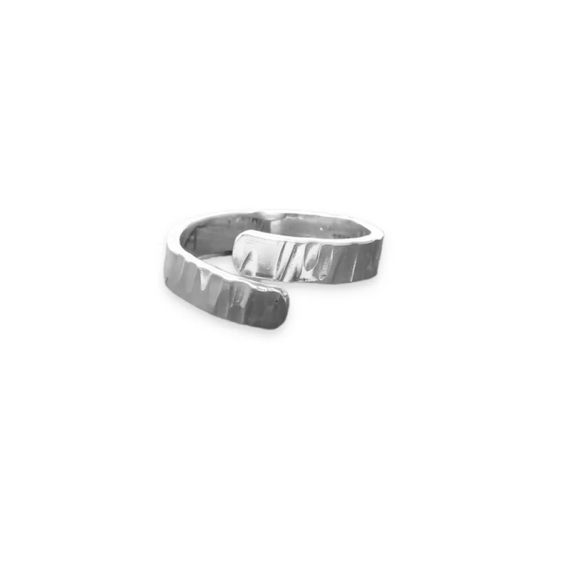 Sterling silver adjustable ring with bark texture - B212