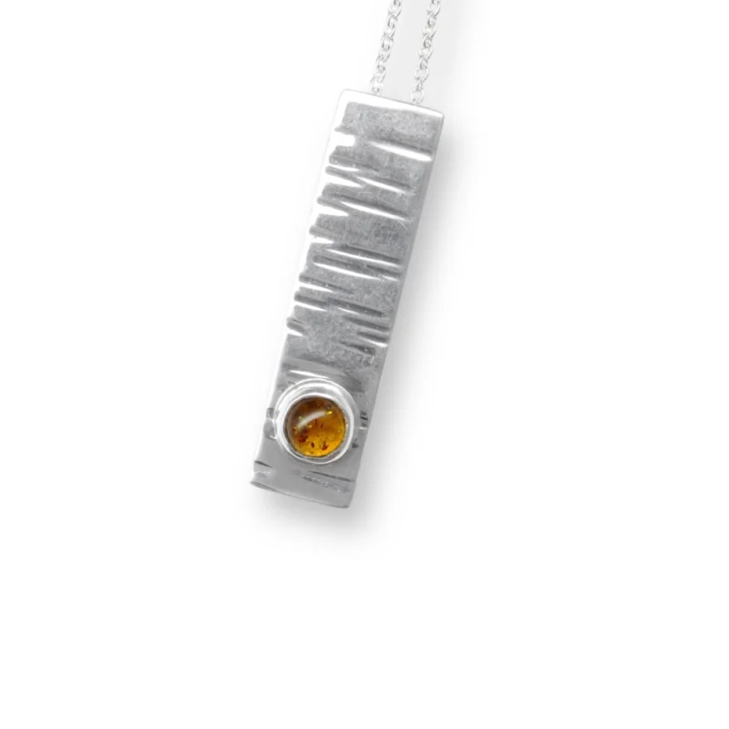 amber and silver bark pendant