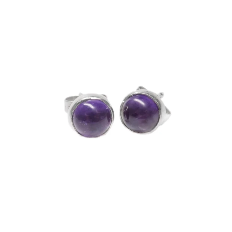 sterling silver and 5mm Amethyst earrings