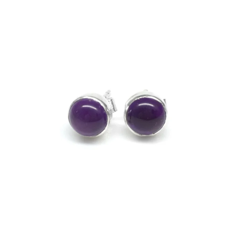 sterling silver and 6mm Amethyst earrings