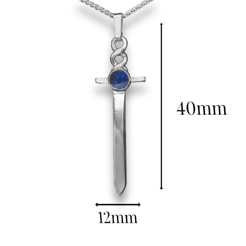S350 - Sterling Silver and 5mm Opal Doublet Dagger Pendant