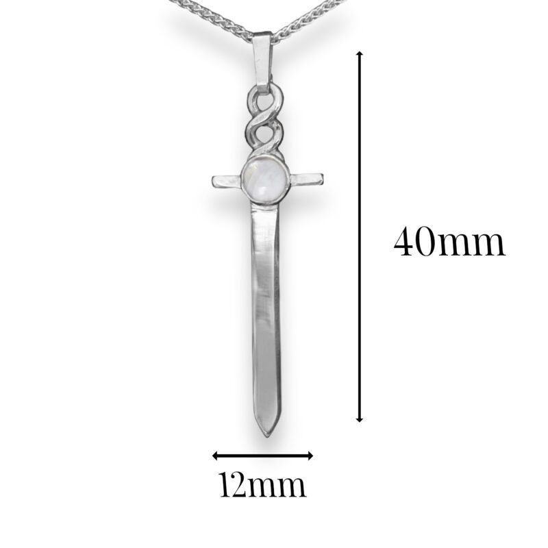 S350 - Sterling Silver and 5mm Moonstone Dagger Pendant