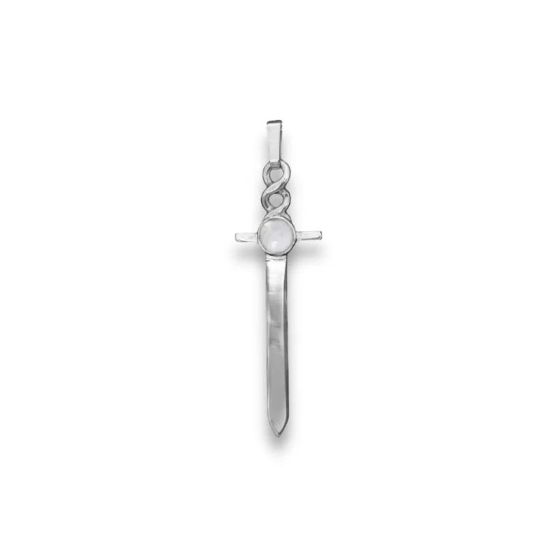 Sterling Silver and 5mm Moonstone Dagger Pendant