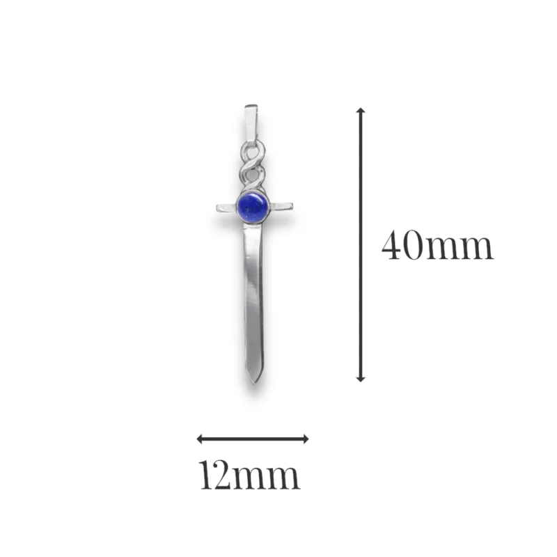 Sterling Silver and 5mm Lapis Lazuli Dagger Pendant