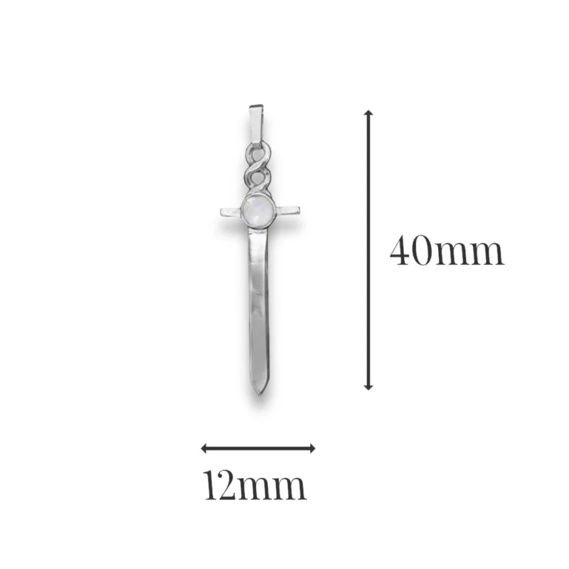 Sterling Silver and 5mm Moonstone Dagger Pendant