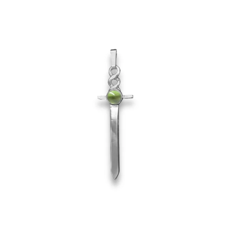 Sterling Silver and 5mm Peridot Dagger Pendant