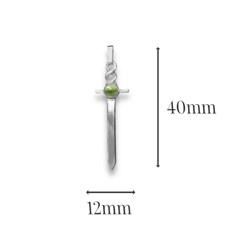 Sterling Silver and 5mm Peridot Dagger Pendant