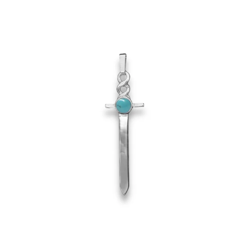 Sterling Silver and 5mm Turquoise Dagger Pendant