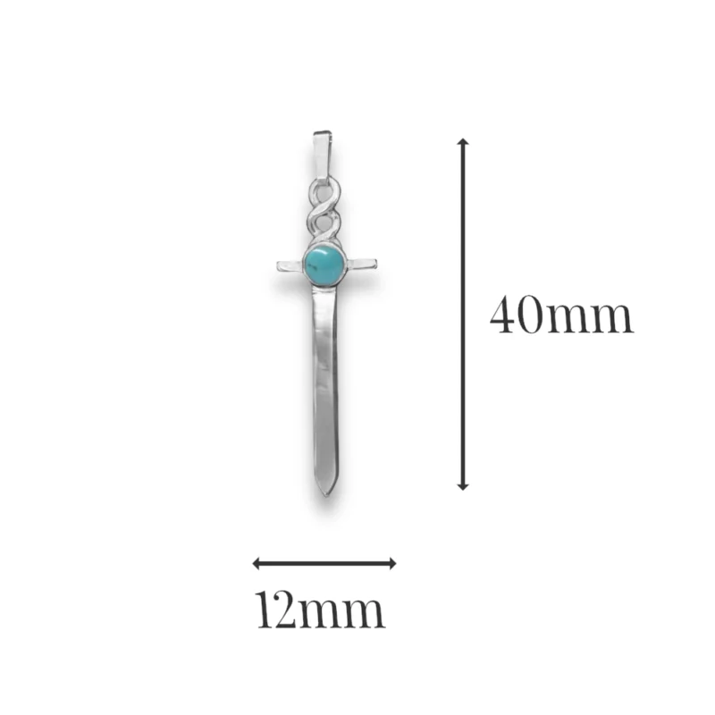 Sterling Silver and 5mm Turquoise Dagger Pendant