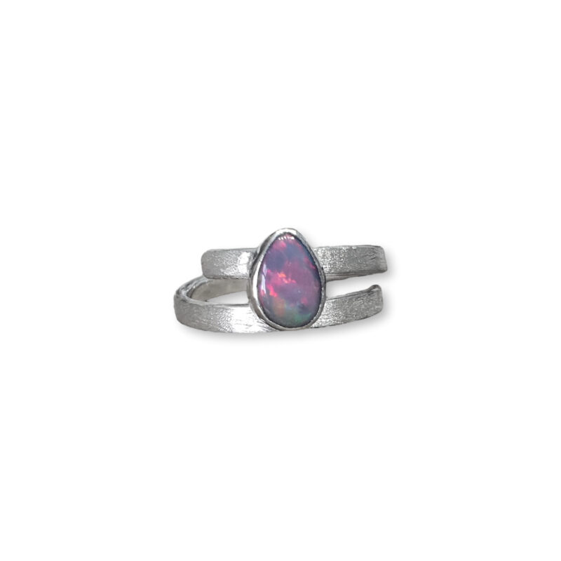 Opal Doublet and Sterling Silver Ring with stone texture