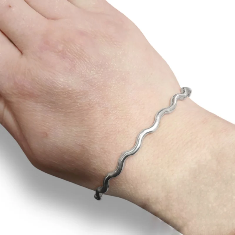 Sterling silver wave bangle