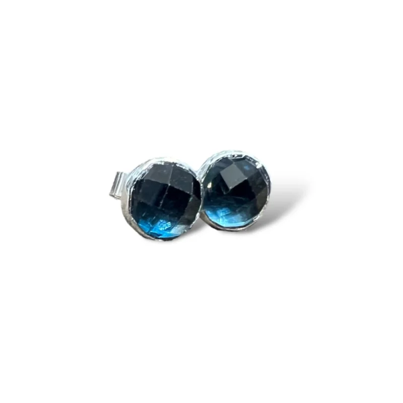 Sterling silver and Checkerboard London Blue Topaz earrings