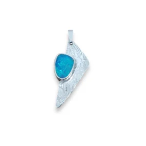 Sterling silver and opal doublet pendant with wave texture