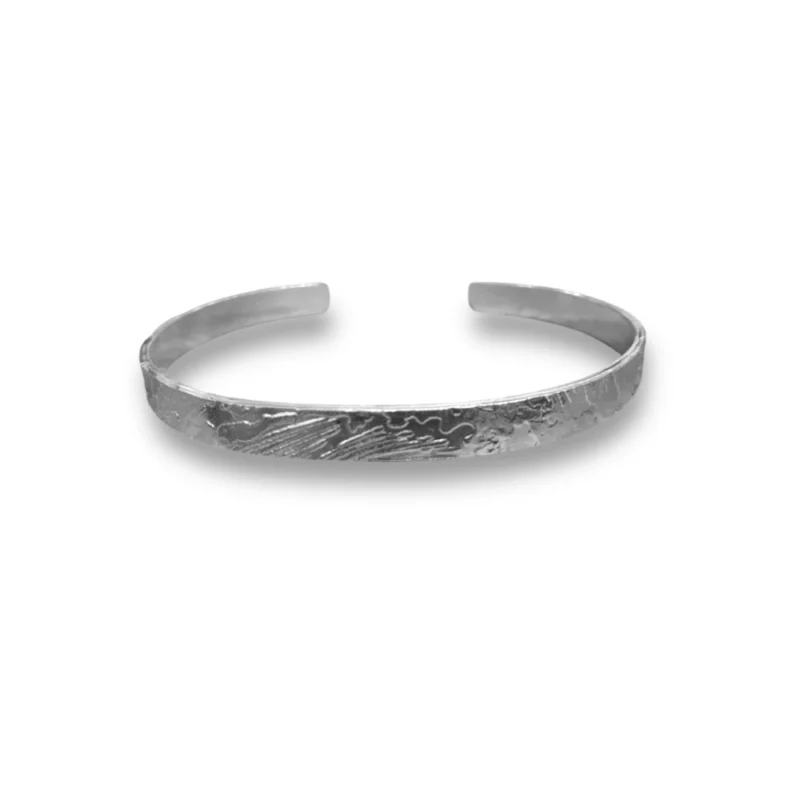 Sterling silver wave texture bangle