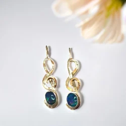 9ct gold treble clef and Opal earrings
